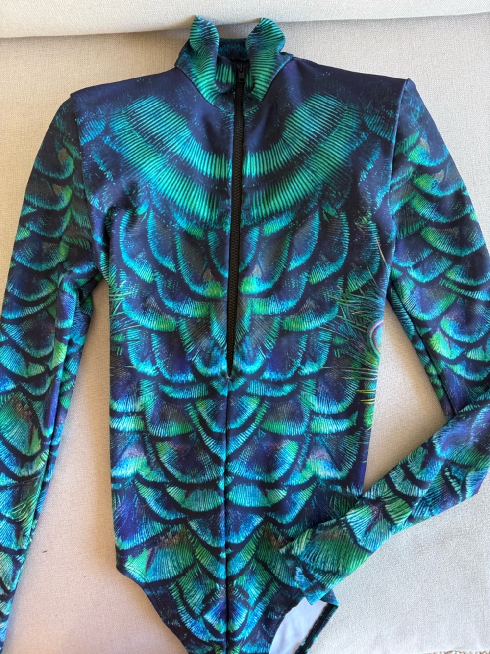 Long-Sleeve Green & Blue One-Piece costume - Zip Front